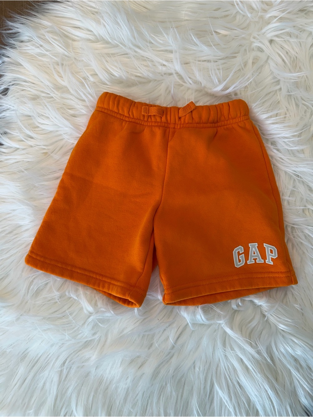 Baby GAP Boys Bright Orange Fleece Drawstring Shorts with Logo Size 4